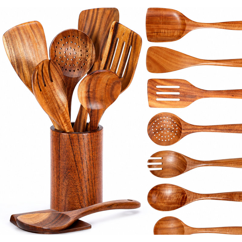 Wooden Kitchen Utensil Set, 9 Piece