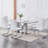 Rectangular 70.87'' L x 39.37'' W Dining Table,Dining room table,Faux Marble Dining Table with V-Shaped Supports and Metal Base - Spacious