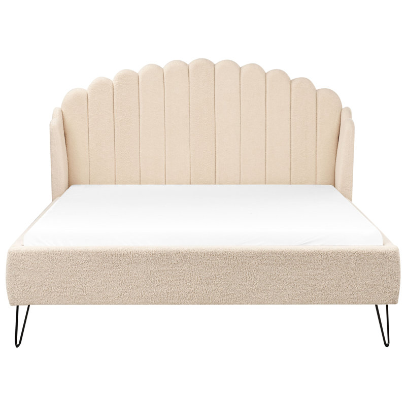 Bed Boucle Ambillou, Beige, European Kingsize (160 x 200 cm)