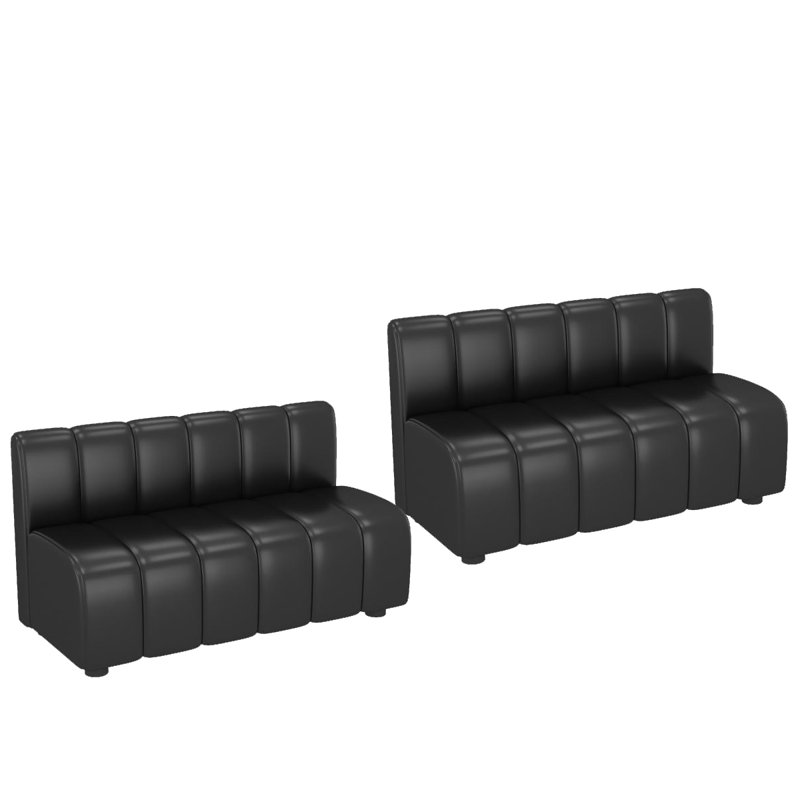 Banc rembourré en similicuir Nafsika, Noir