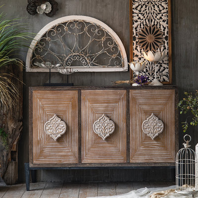 Brown+Black Solid Wood Sideboard