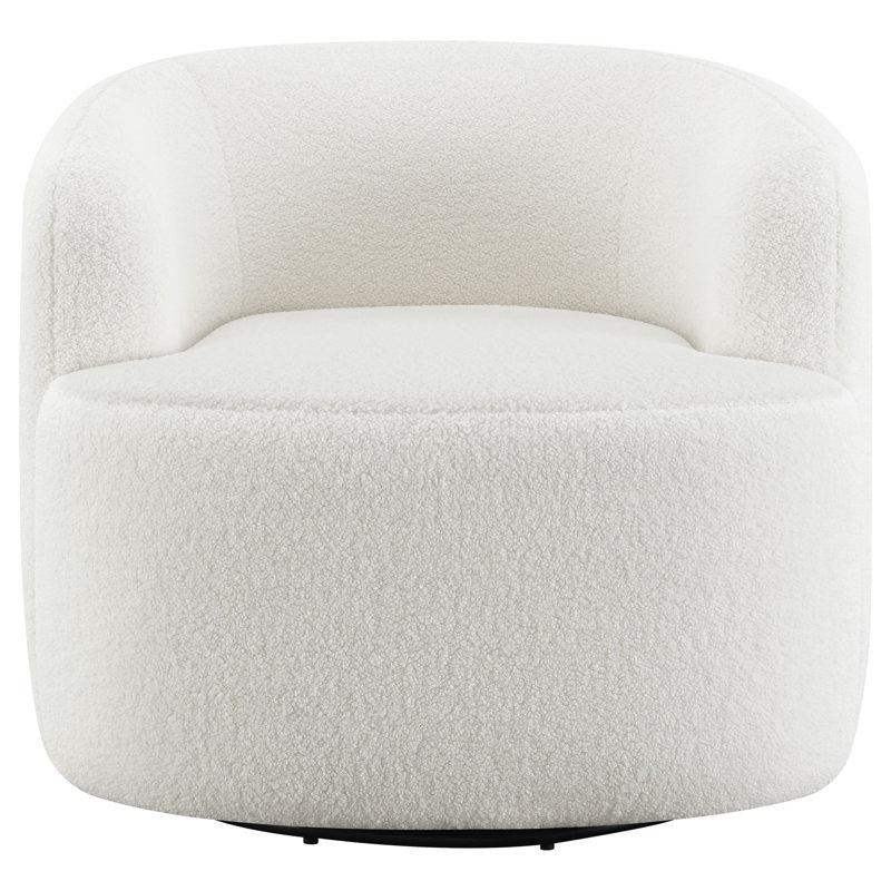 Eadey Faux Sheepskin Upholstered Swivel Chair Natural