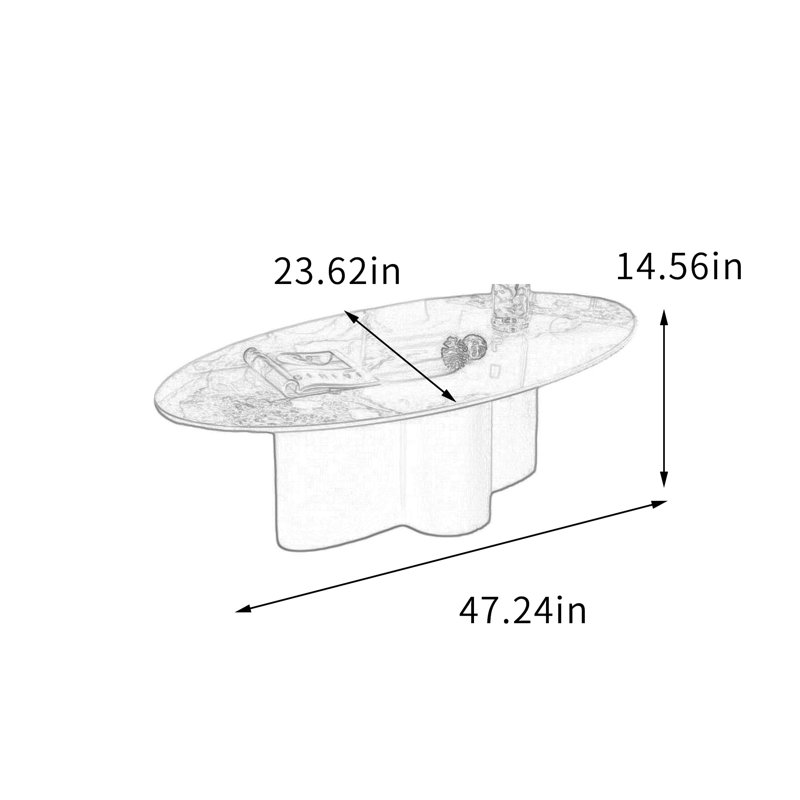 Table basse simple de salon moderne simple, 14.56" H x 47.24" L x 23.62" W, White/Gray/Black
