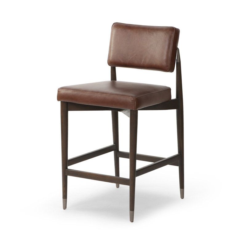 Anton Stool-Havana Brown-Bar, Cognac Genuine Leather, Counter Stool (27" Seat Height)