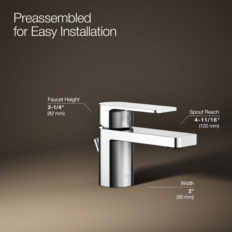 Parallel Single Hole Bathroom Faucet, Polished Chrome