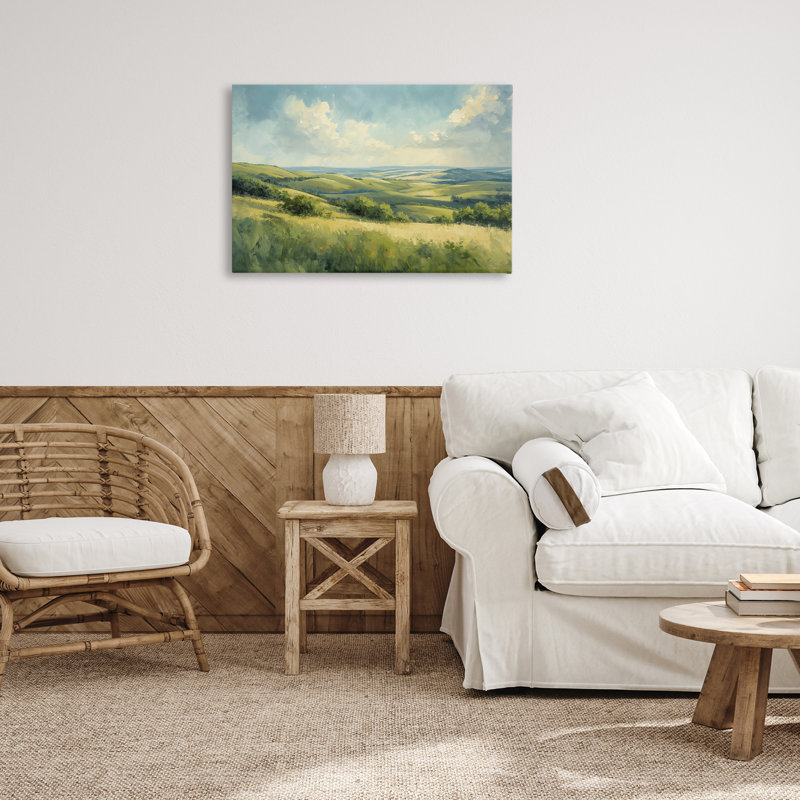  «Rolling Emerald Horizon», art mural sur toile par Gina Kelly, H 20 po x l 30 po