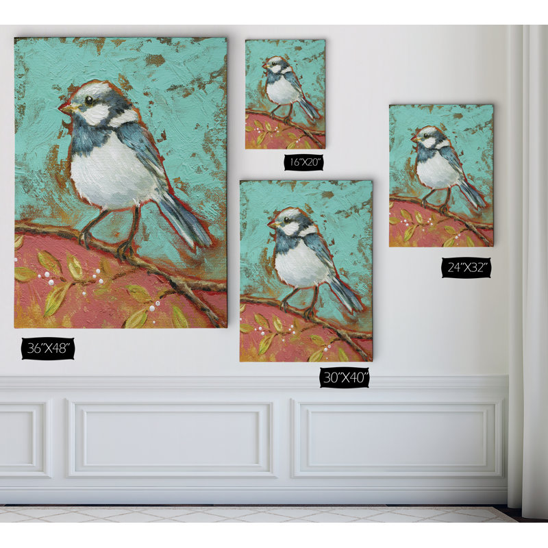 «Bright Bird I», reproduction de peinture acrylique sur toile tendue, H 30 po x l 40 po x P 1,5 po