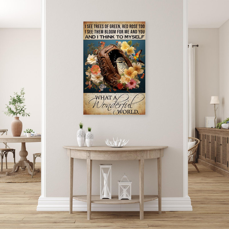 «Levid Bird What A Wonderful World», reproduction sur toile, H 14 po x l 11 po x P 1,25 po