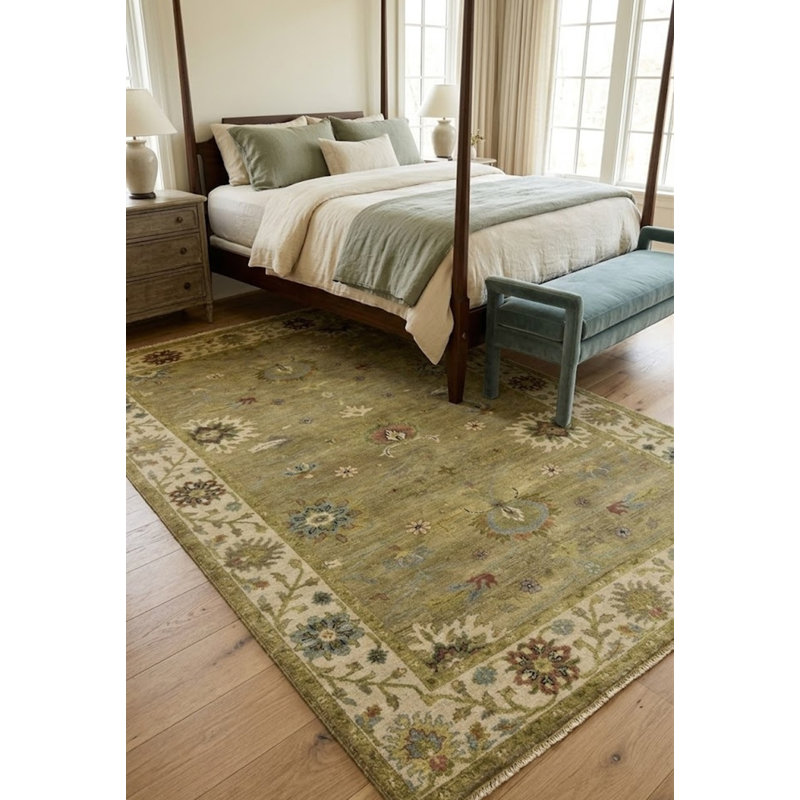 Tapis oriental brun clair à motif floral Osh Chobi Peshawar, Rectangle 5 pi x 7 pi 10 po