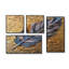 Boho Glam, exquise plume bleue sur or, grande décoration murale 4 pièces-936229943-936229942
