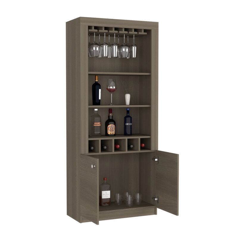 Bar avec 5 casiers à vin, Gris