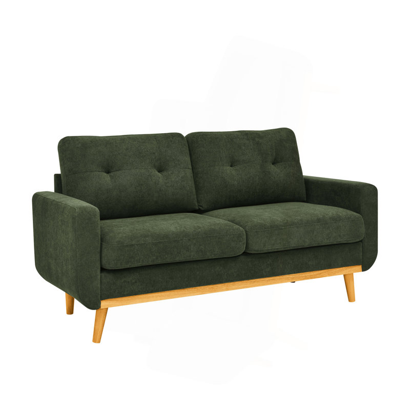 Canapé rembourré Mid-Century, Polyester vert, Natural