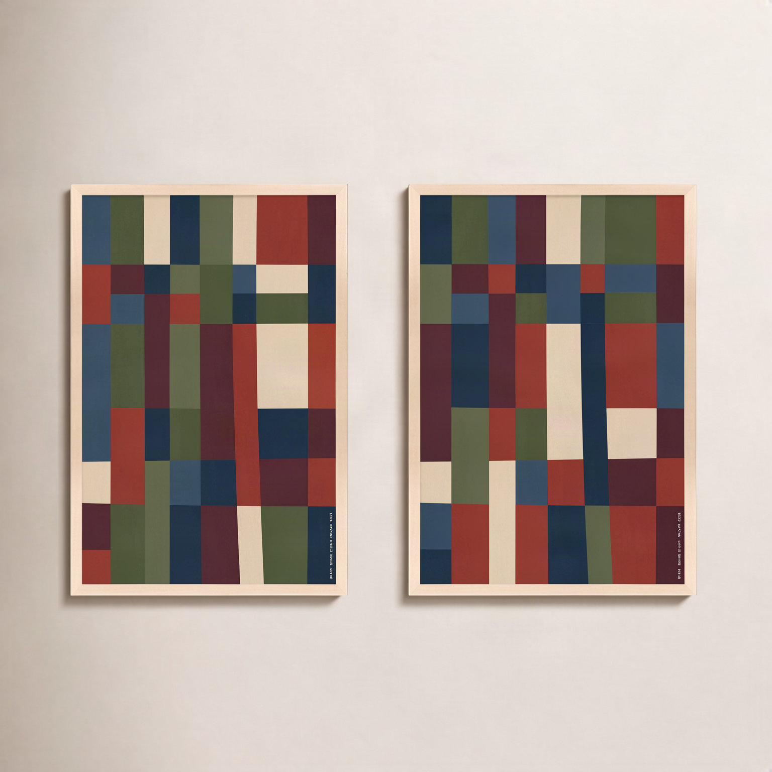 Fragmented Spectrum 2-Piece Print Set, Maple Framed, 30" H x 21" W