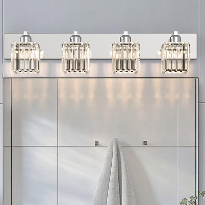 Éclairage pour salle de bain 4 lumières DEL à intensité variable avec cristal
