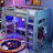 Wood Gaming Loft Bed with Desk, Multi-storage Shelves, LED and a Hanging Clothes Rack-1192254020