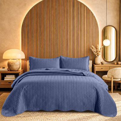 Oxford Microfiber Embossed Lightweight Comforter Set with Pillow Shams