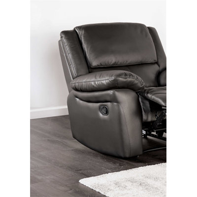 Black Finish Transitional Manual Recliner Chair Pillow Arms Welt Trim Primary Living Room