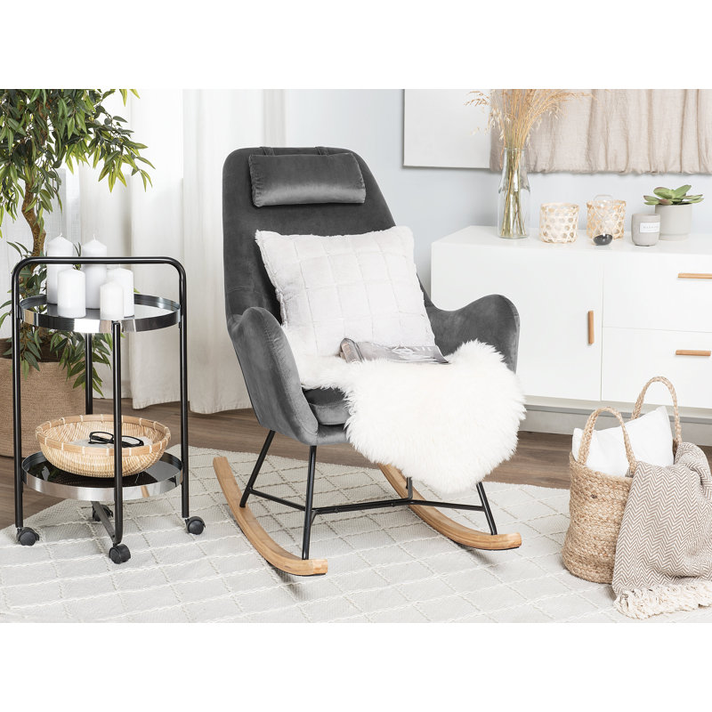 Aderyn Upholstered Rocking Chair, Dark Grey