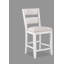 Ensemble de salle à manger 6 pièces à hauteur de comptoir Table rectangulaire blanche Bouteille de vin Chaises de rangement Tablette ouverte Meuble en bois massif