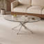 Table basse ovale, table d'appoint en verre de 100 cm avec pattes, table à thé moderne pour salon-1555988667
