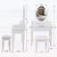White Princess Vanity Desk Set with LED Light Mirror, 4-Drawer Storage, and Cushioned Stool for Girls' Bedroom