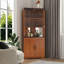 Armoire de rangement d'angle avec portes en verre trempé et tablettes réglables-129936510