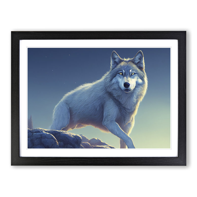 Creeping Wolf - Single Picture Frame Print, Black, 34cm H x 46cm W x 2cm D