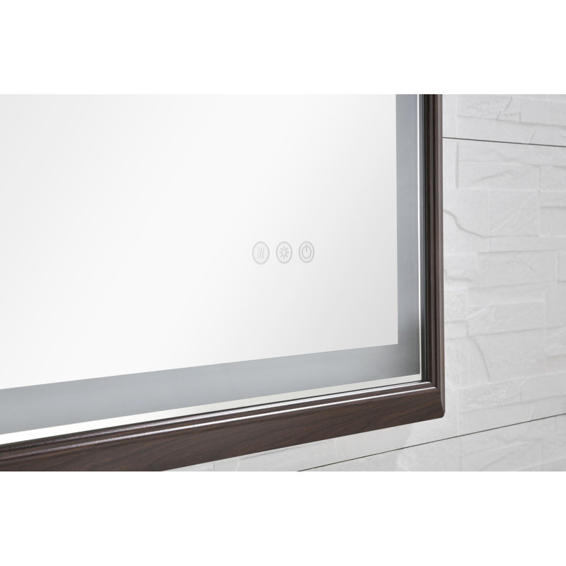 Smart Touch Bathroom Led Mirror - Multifunctional, Colour Temp Switch, Defogging Function, Brown Aluminium, 40 In. Depth, 24 Width, 1.5 Height, 21.1 Lb With Control Changeable, Rapid Defogging, Brown,