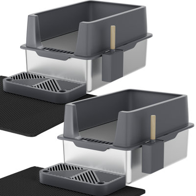 2 Pack Stainless Steel Cat Litter Box Metal, X-Large