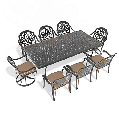 Patio Dining Set, Include 2 Swivel Chairs,Dining Chairs And Rectangular Table
