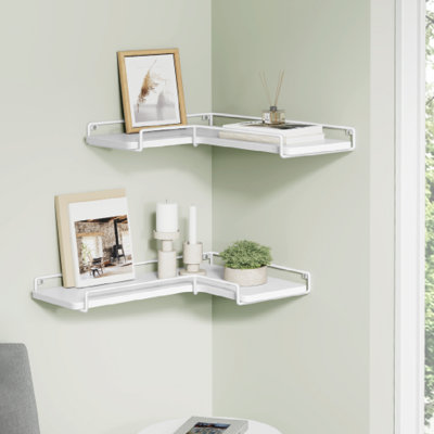 Floating Shelves, Set Of 2, L-Shaped Corner Shelves For Wall