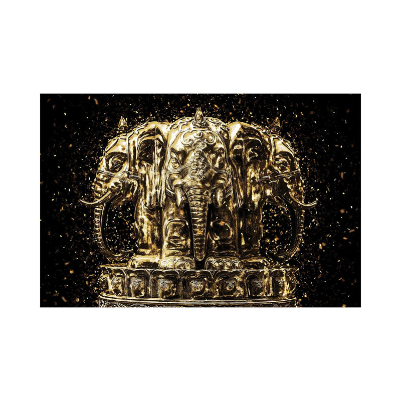 Golden - Elephants Buddha by Philippe Hugonnard - Wrapped Canvas Gallery-Wrapped Canvas Giclée