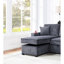 Canapé modulaire en velours côtelé gris foncé pour espace de vie avec méridienne réversible, rangement et lit escamotable-782784188