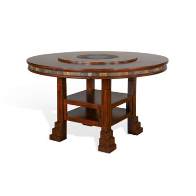 Antonello Mahogany Round Solid Wood Base Dining Table