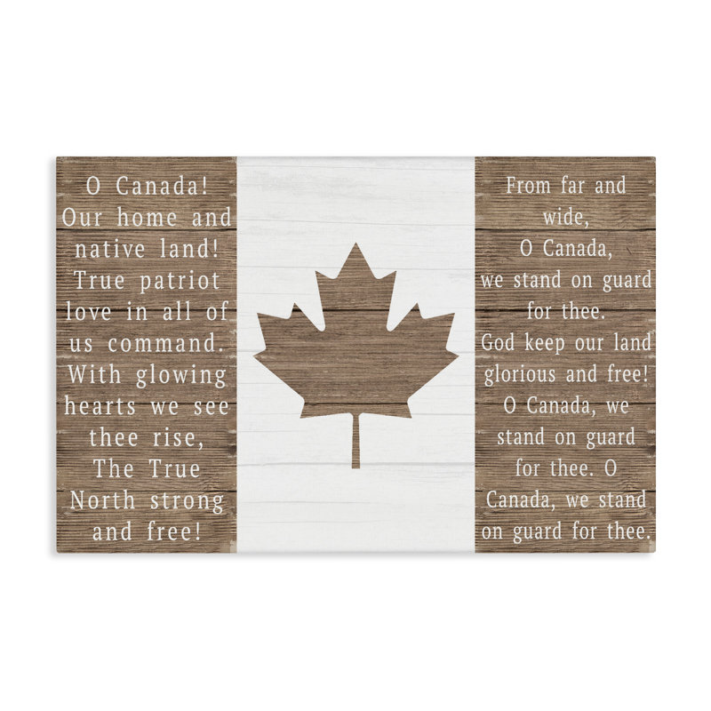 O Canada Rustic Anthem Canvas, design by Lil' Rue, 16" H x 24" W