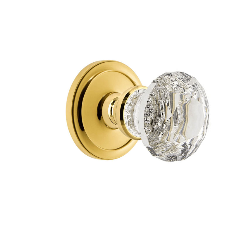 Rosette Grandeur circulaire avec poignée en cristal brillant, Laiton éternel