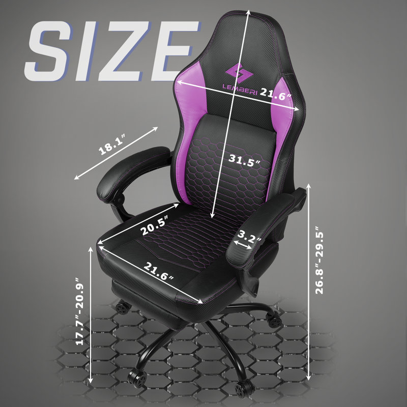 BOSSIN Ergonomic Game Chair with Footrest and Lumbar Support, Purple
