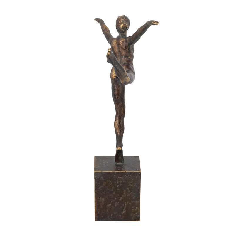 Sculpture de danseur de ballet en bronze antique 8,5 x 3 x 11 po dans une pose arabesque