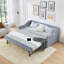 Lit de jour simple, lit de jour convertible rembourré avec dossier capitonné, canapé-lit polyvalent 3 en 1 avec lit gigogne escamotable et rangement latéral, parfait pour une vie compacte-1446602382-1446602480