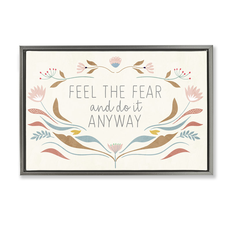 «Feel The Fear» par Kim Allen, Cadre flottant gris lustré, H 21 po x l 31 po