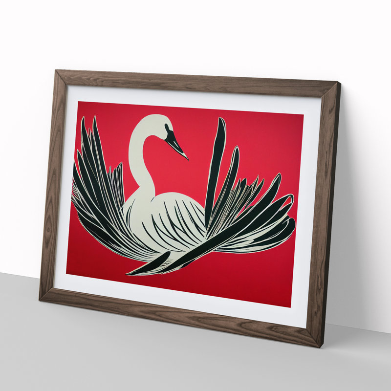 Artsy Swan - Single Picture Frame Print, 25cm H x 34cm W, Brown