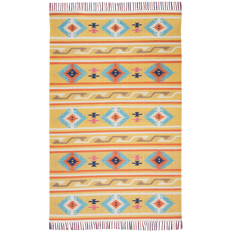 Tapis jaune bohémien Farrah, Rectangle 8 pi x 10 pi
