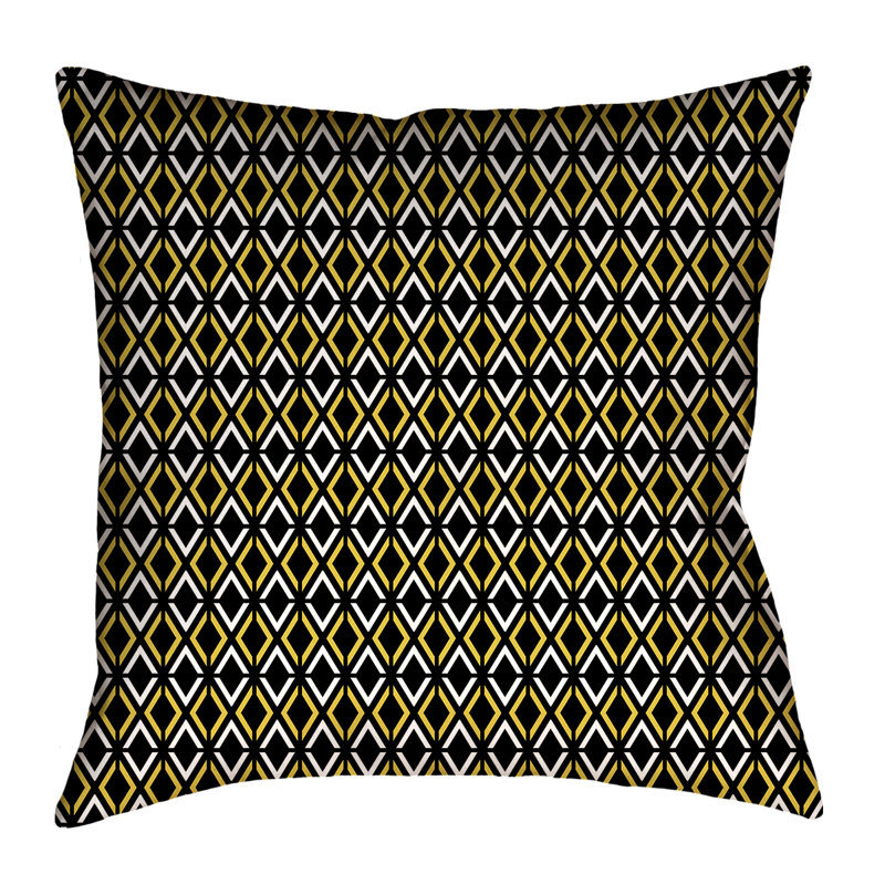 Housse de coussin Katelyn Elizabeth, 20 po x 20 po, Noir / Jaune, Polyester sergé