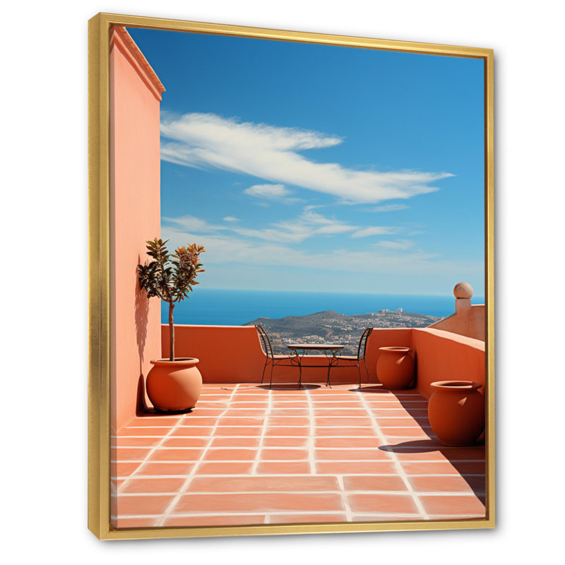 «Italy Terracotta Tones Fontanas III», reproduction sur toile, H 32 po x l 24 po x P 1 po, Cadre flottant doré
