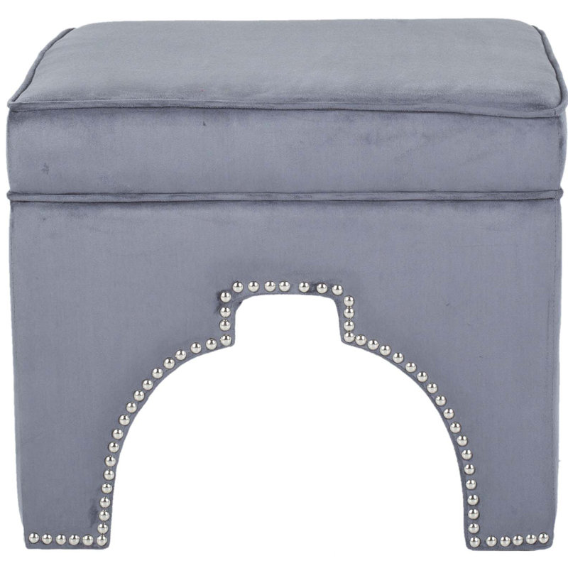 Campbell 54.1cm Wide Square Plaid Standard Ottoman, Grey