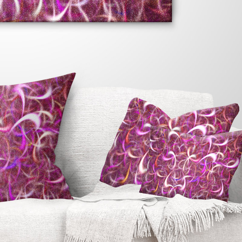 Coussin lombaire à motif fractal aquarelle Abstract, Rose