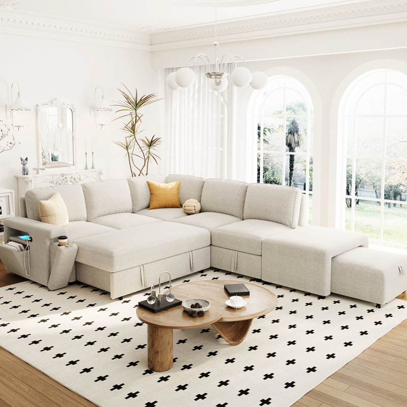 L-shaped With Hidden Storage And Chargers, Suiting Multiple Room Types Elegant Modular Inputs, For Different Living Spaces