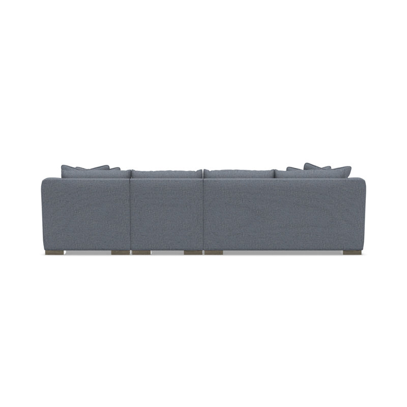 Gabi 3-Piece Fabric Sectional, Teal Polyester, 35" H x  135" W x 63.5" D, Right Hand Facing