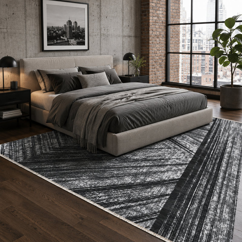 Abstract Cotton and Chenille Flatweave Area Rug, 100 x 200 cm