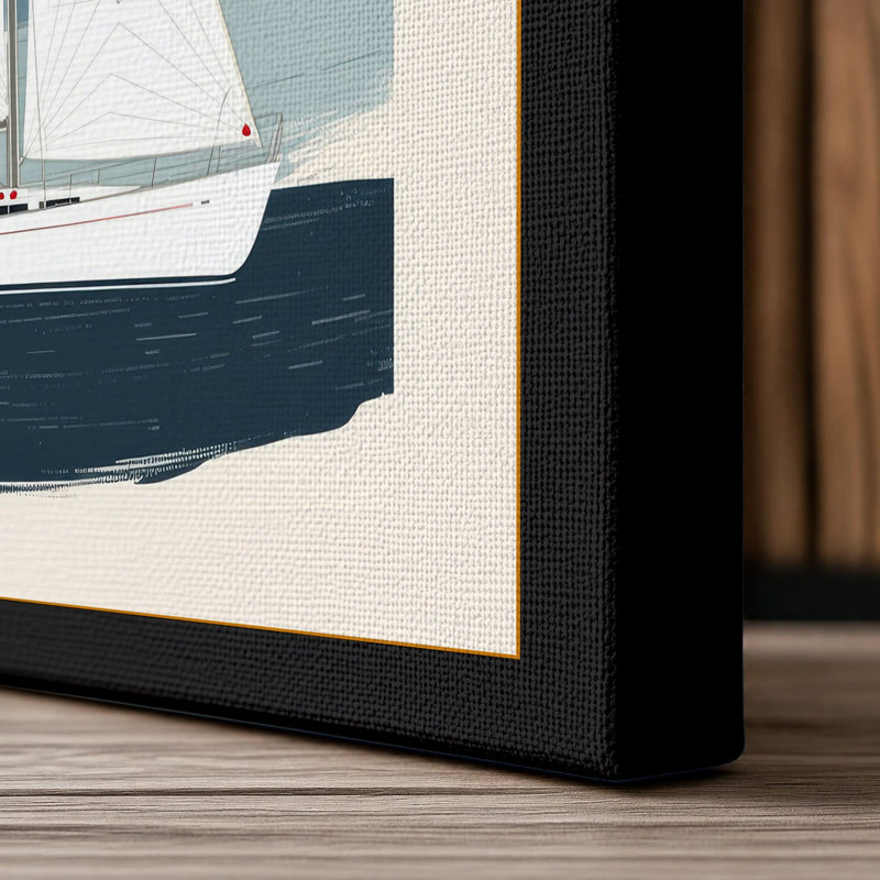 Sailing at Dawn Mid-Century - Wrapped Canvas, 30x20 - 76.2 x 50.8 cm, Black Border